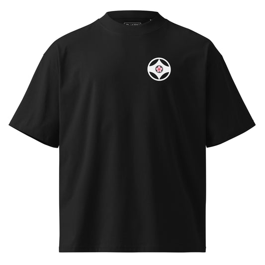 Black BUSHIN Sakura Kyokushin oversized organic t-shirt with Kanku emblem