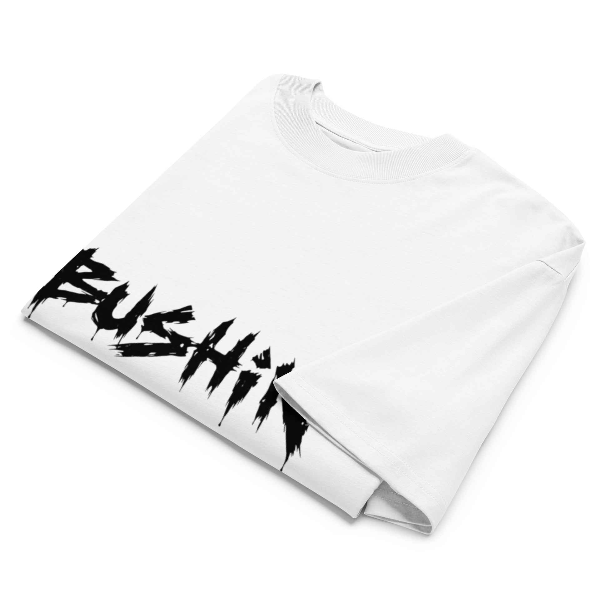 Unisex loose fit t-shirt bushin front white folded